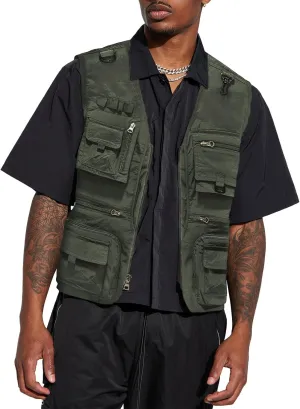 Fishing Vest for Men Casual Cargo Outerwear Work Outdoor Travel Lightweight Jacket with Pockets