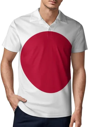 Flag of Japan Japanese Men's Polo Shirt Short Sleeve Casual Athletic Quick Dry Golf T-Shirts