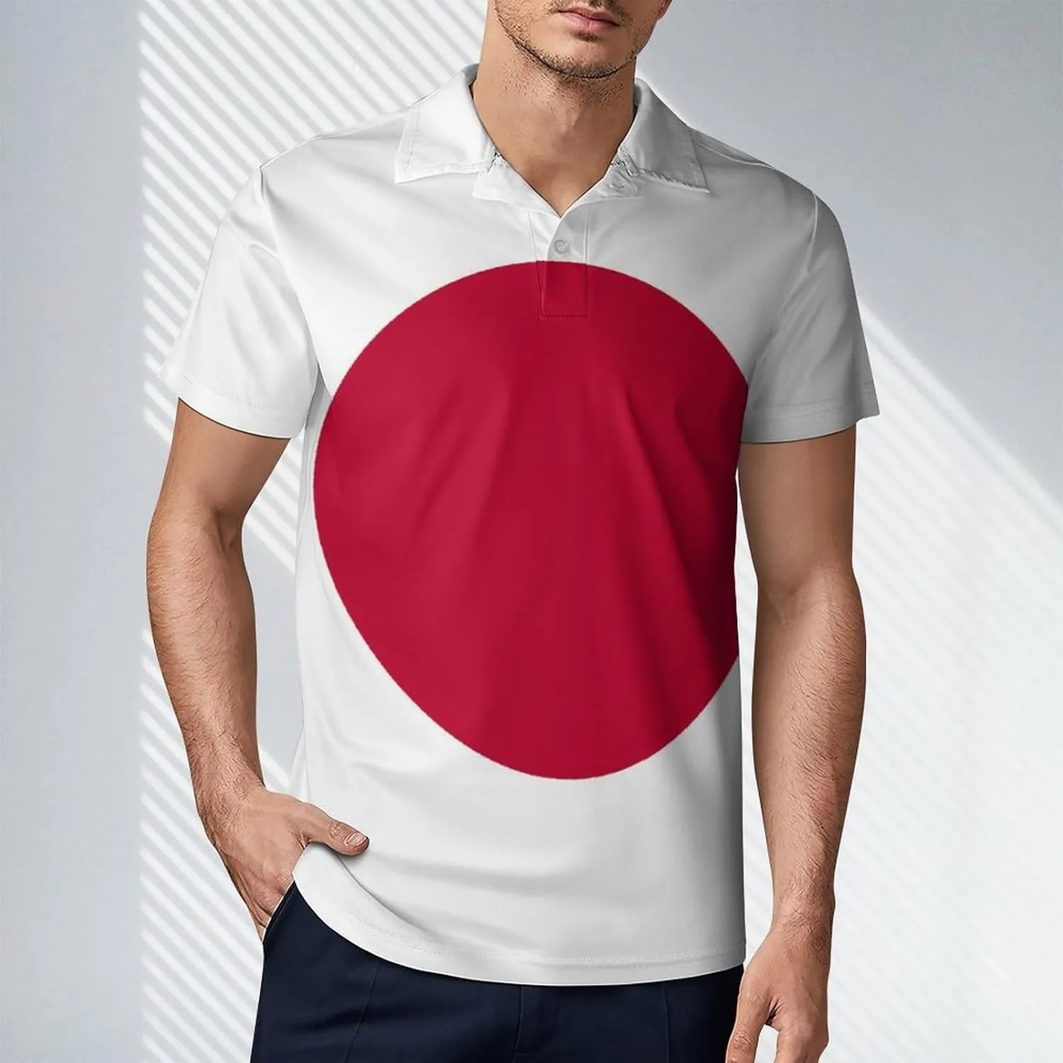 Flag of Japan Japanese Men's Polo Shirt Short Sleeve Casual Athletic Quick Dry Golf T-Shirts