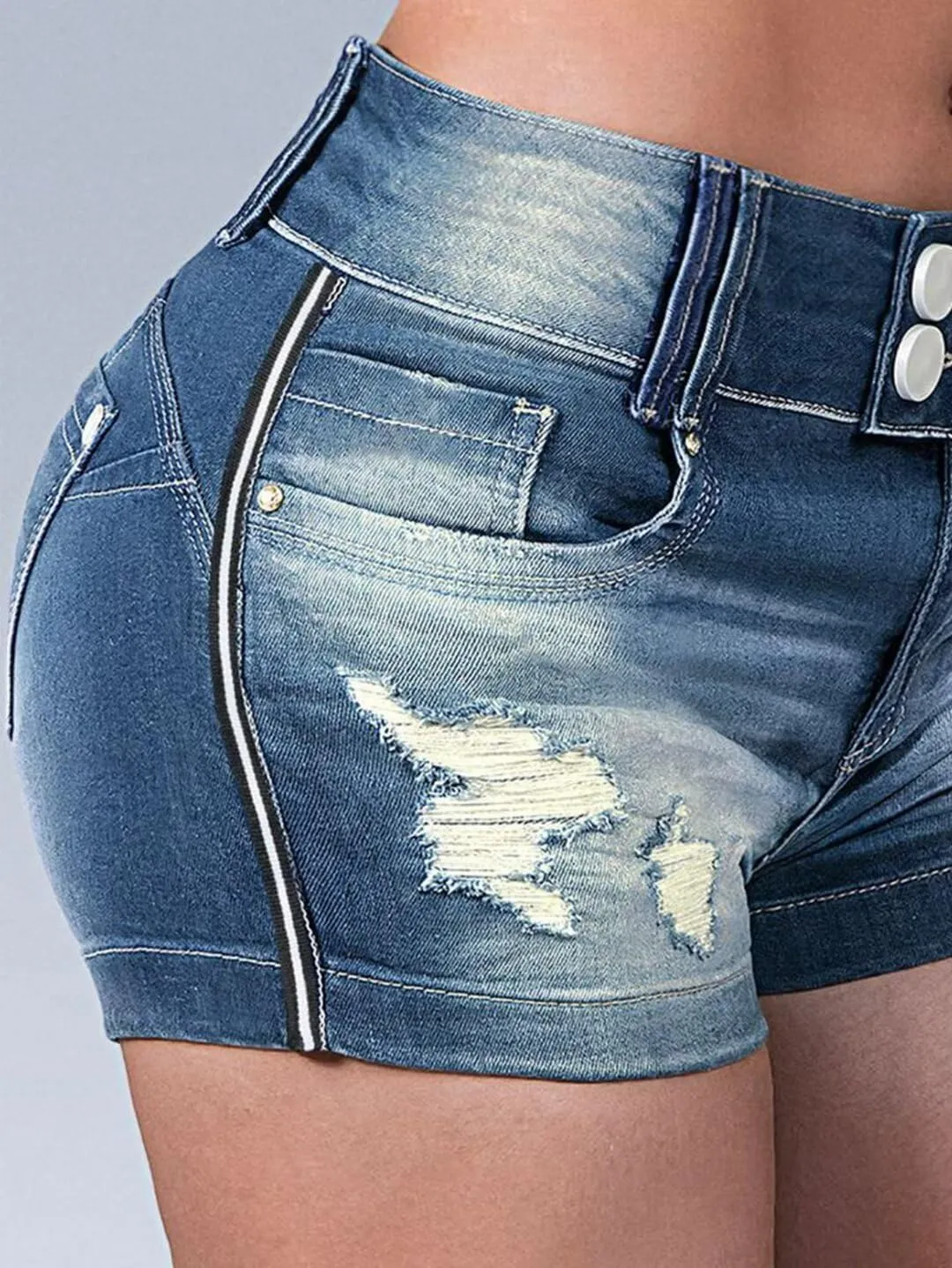 Flamingals Women's Butt Lifting Ripped Sexy High Waist Denim Shorts Summer Casual Raw Hem Wash Jeans Shorts