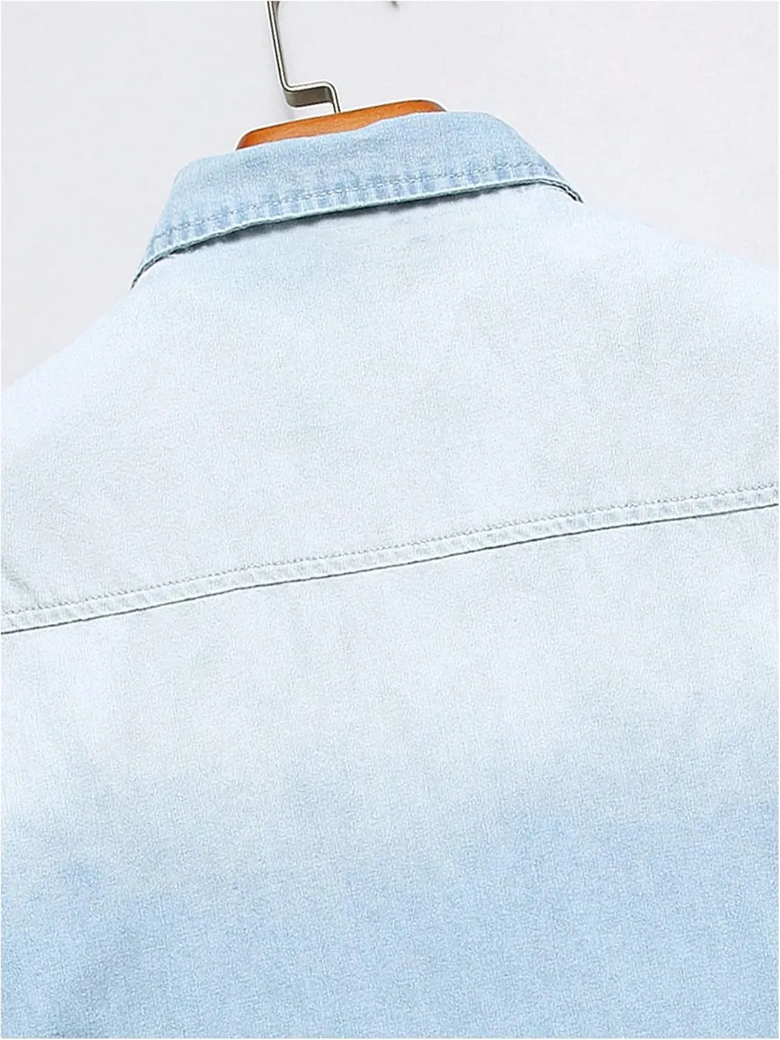 Floerns Men's Causal Ripped Button Front Dual Pocket Short Sleeve Denim Shirt Without Tee