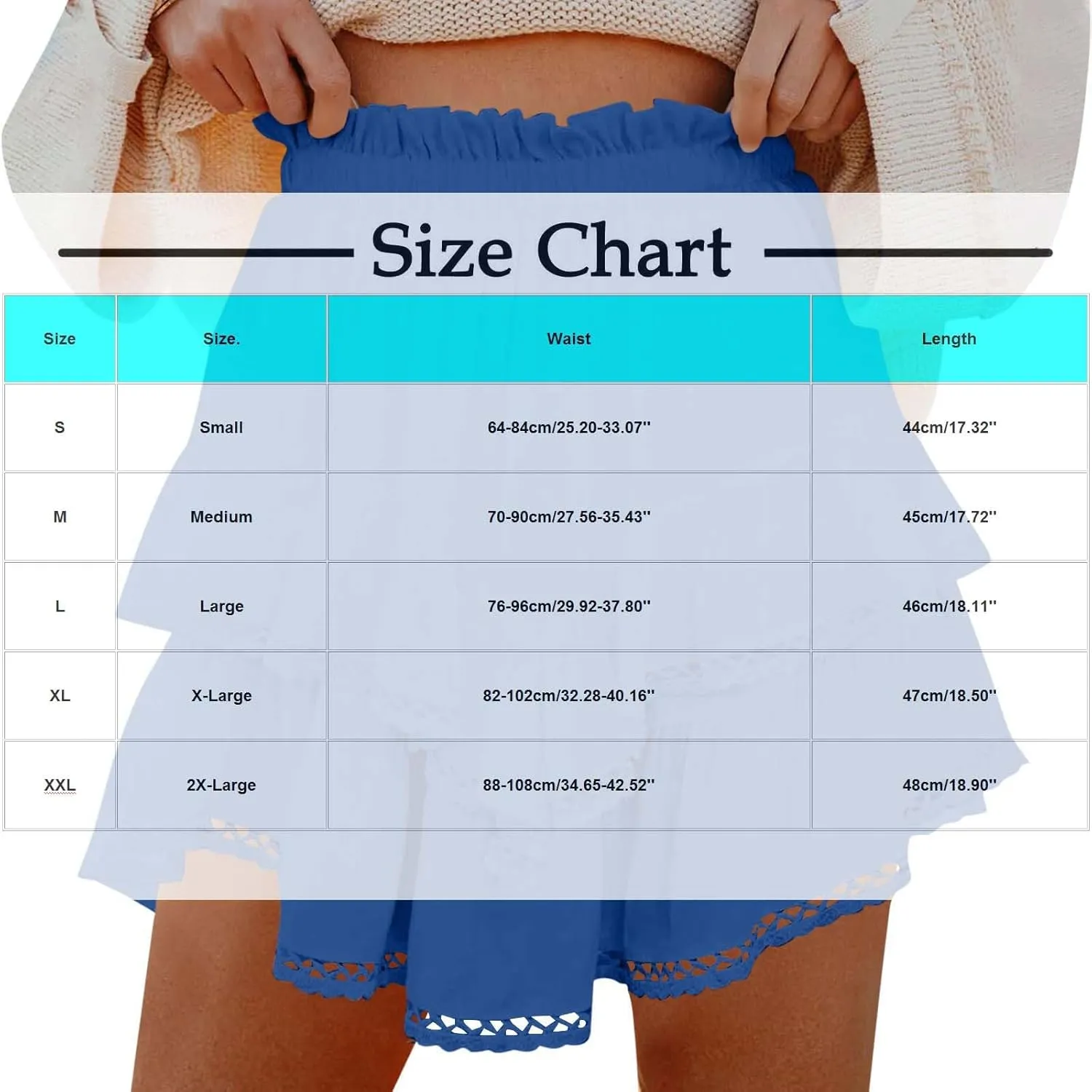 Flowy Boho Shorts for Women Casual Ruffle Tiered Skort Short High Waist Mini Skirts Golf Tennis Lace Crochet Short