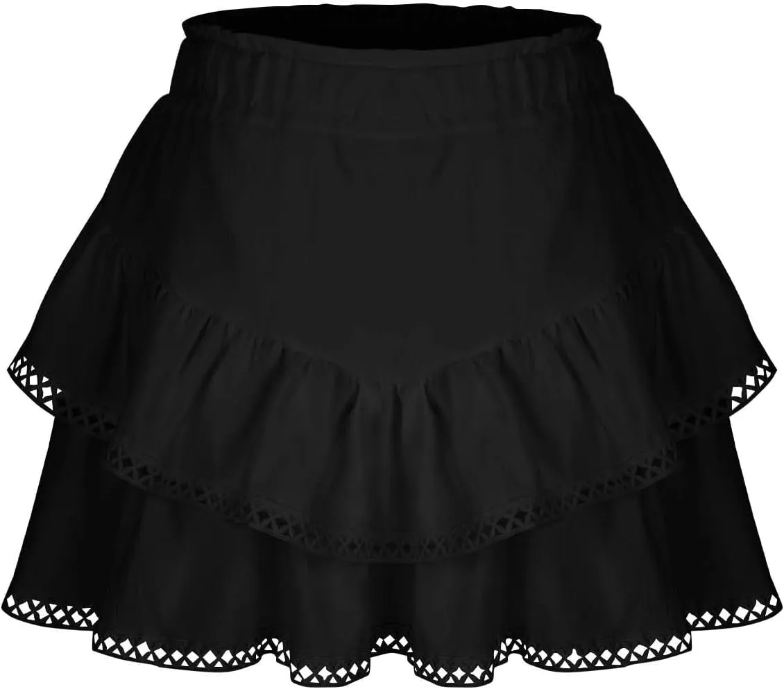 Flowy Boho Shorts for Women Casual Ruffle Tiered Skort Short High Waist Mini Skirts Golf Tennis Lace Crochet Short