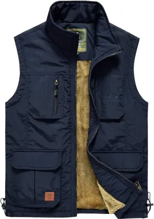 Flygo Men's Casual Lightweight Outdoor Travel Fishing Hunting Vest Jacket with Pockets