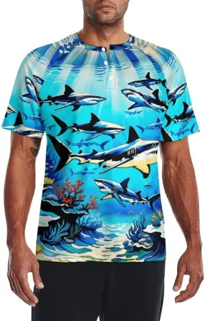 for Men Short Sleeve Shirts Bird Pattern V Neck Shirt Tshirt Casual Tops Pullover Quick Dry with Designs