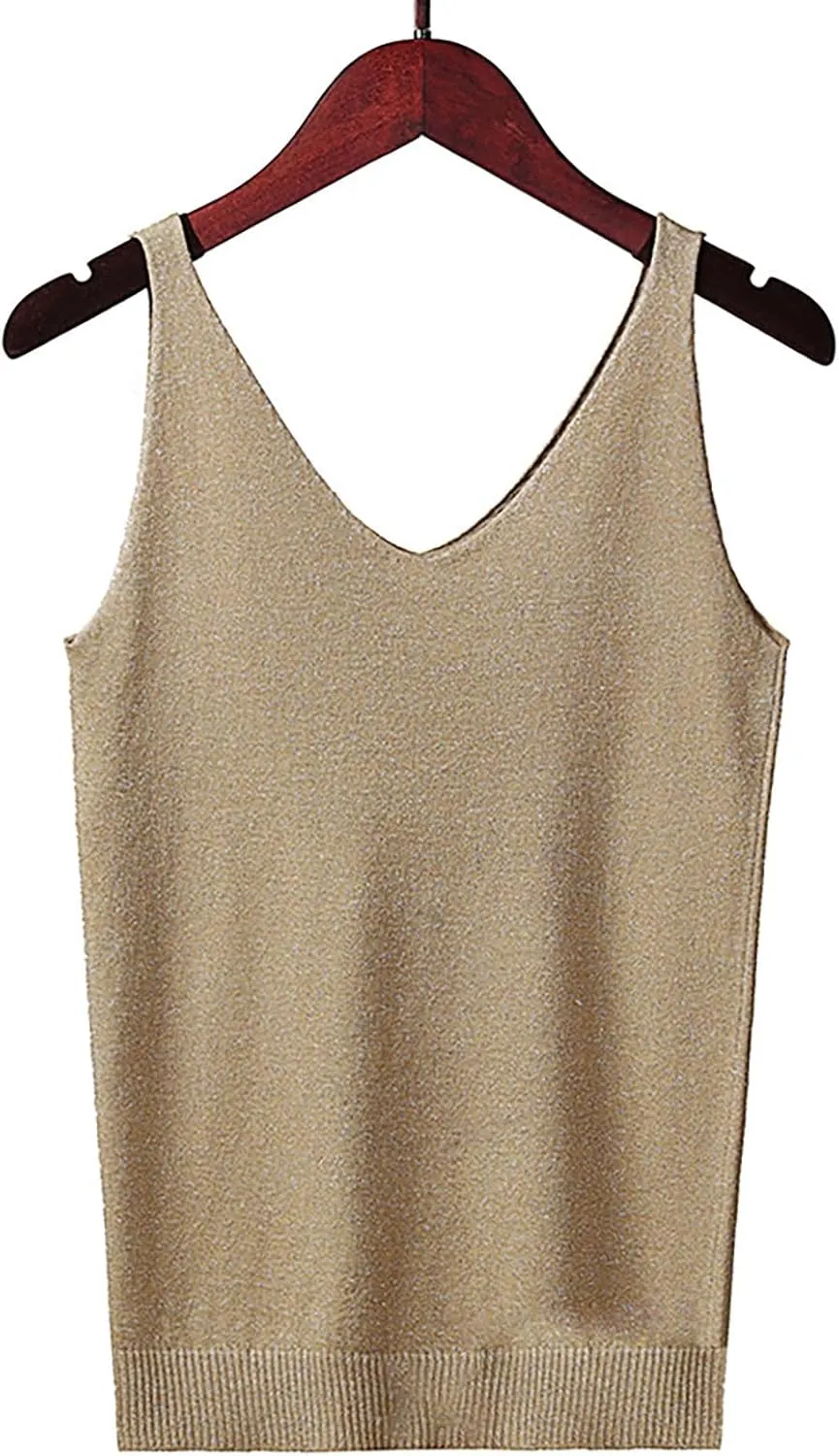 Formal Tops for Women Evening V Neck Sleeveless Glitter Tank Stylish Comfy Cute Party Club Western Shirts for Women