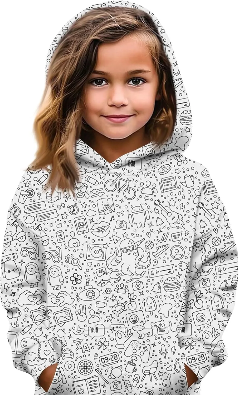 Funny DIY Hand Painted Hoodies for Teen Girls Kid Color Your Own with Marker Sweashirt Can Play and Wear 2-12T