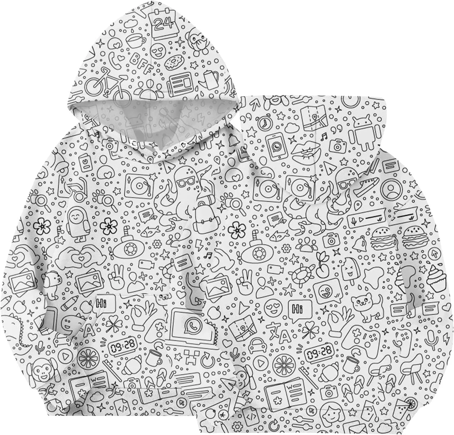Funny DIY Hand Painted Hoodies for Teen Girls Kid Color Your Own with Marker Sweashirt Can Play and Wear 2-12T