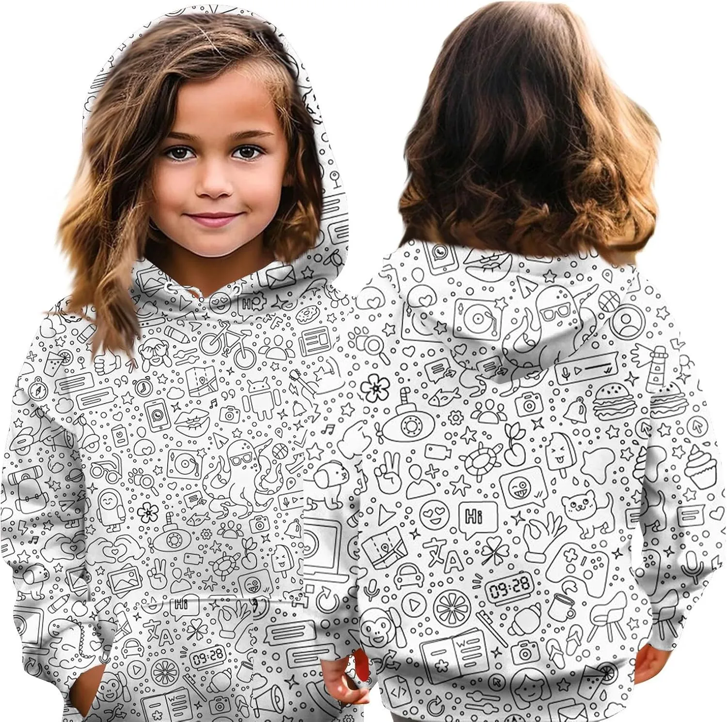 Funny DIY Hand Painted Hoodies for Teen Girls Kid Color Your Own with Marker Sweashirt Can Play and Wear 2-12T
