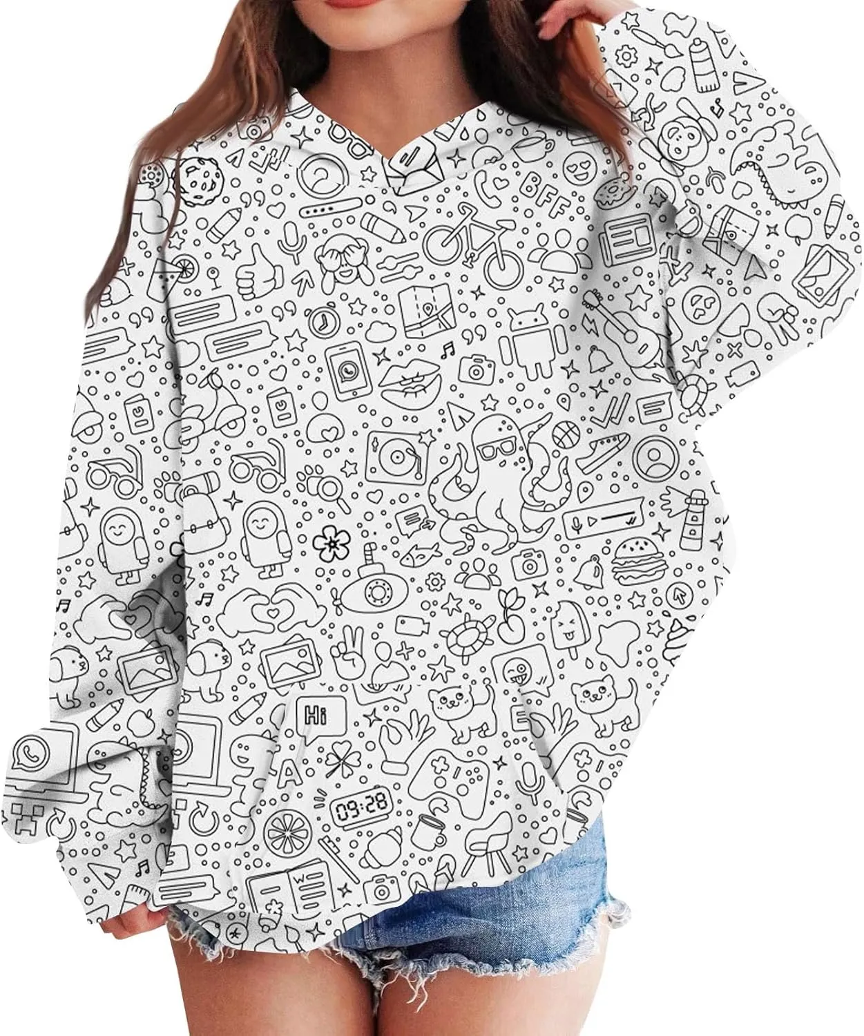 Funny DIY Hand Painted Hoodies for Teen Girls Kid Color Your Own with Marker Sweashirt Can Play and Wear 2-12T