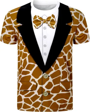 Funny World Men's Animal Print Tuxedo T-Shirts
