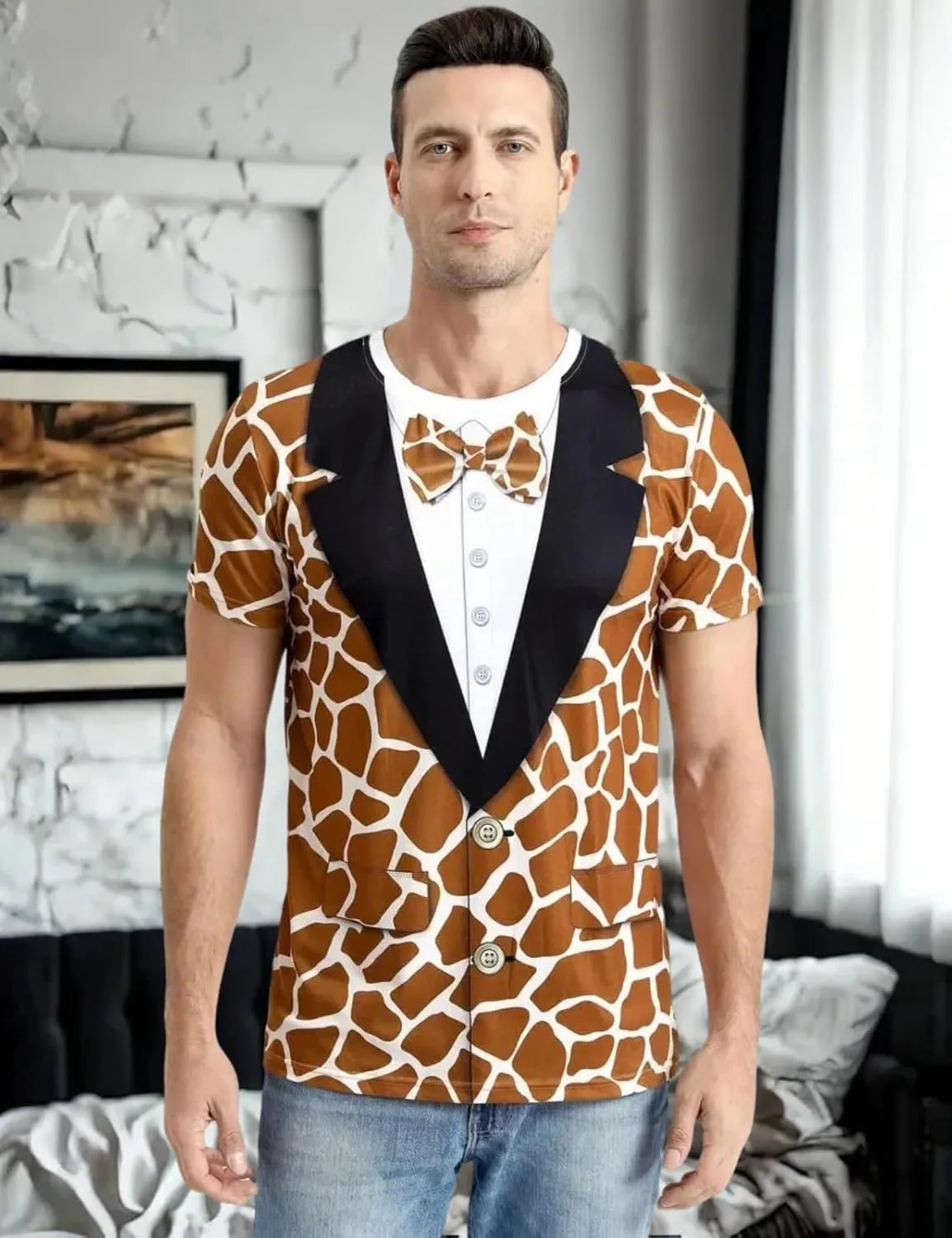 Funny World Men's Animal Print Tuxedo T-Shirts