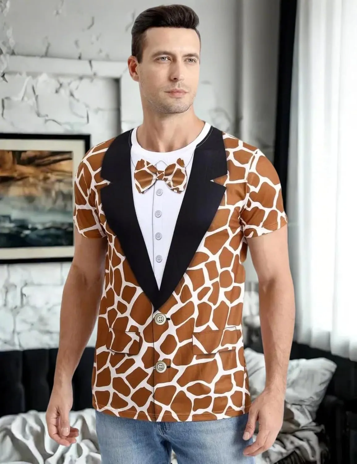 Funny World Men's Animal Print Tuxedo T-Shirts