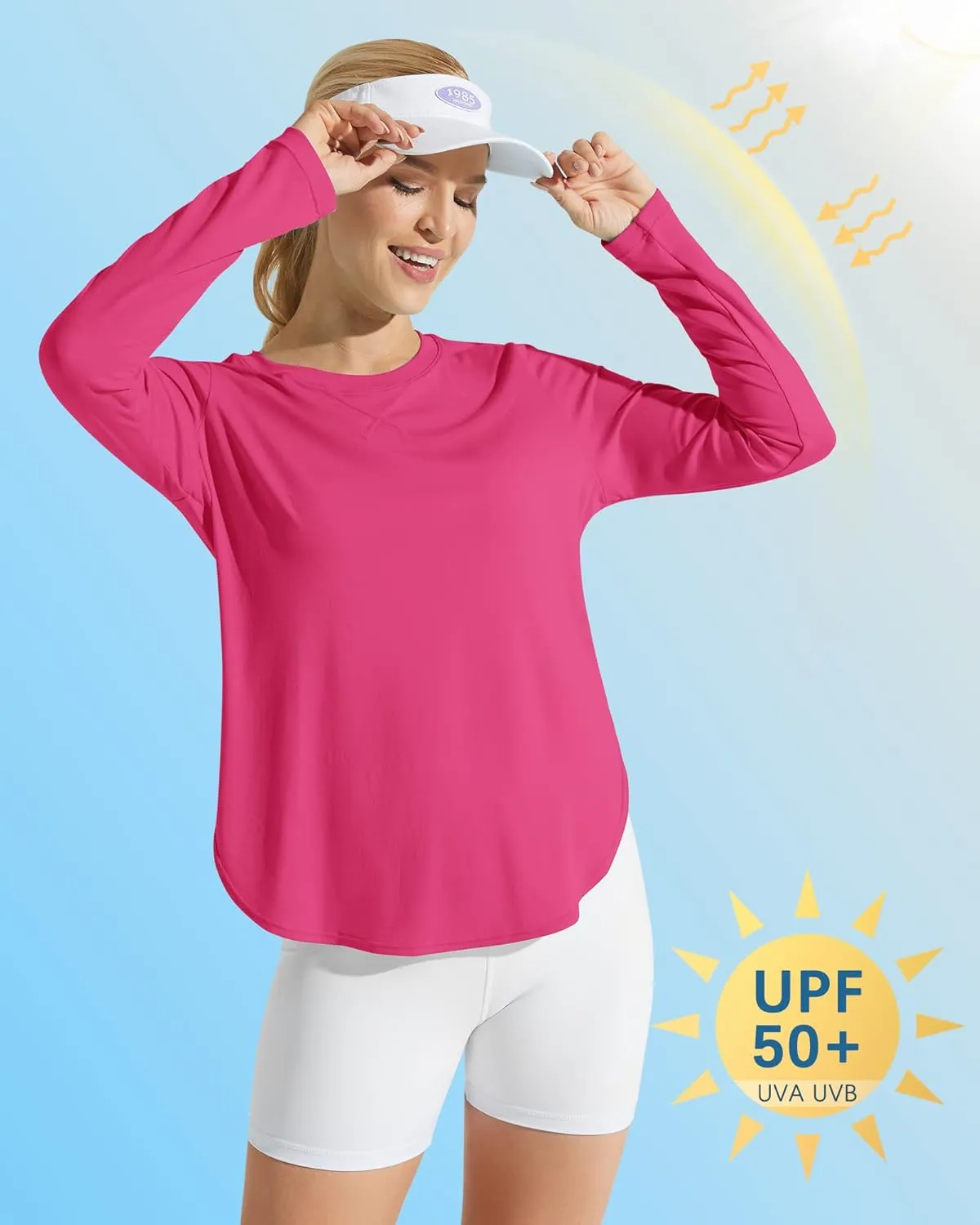 G4Free Women's UPF 50  UV Shirts Long Sleeve Workout Sun Shirt Outdoor Gym Hiking Tops Quick Dry Lightweight