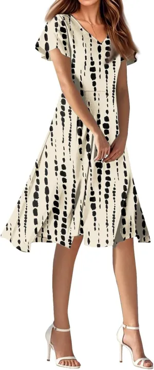 Garden Wedding Guest DressClassy Spring Wedding Guest,Chiffon Midi Dress Below The Knee Length Ruffle Hem Dressess