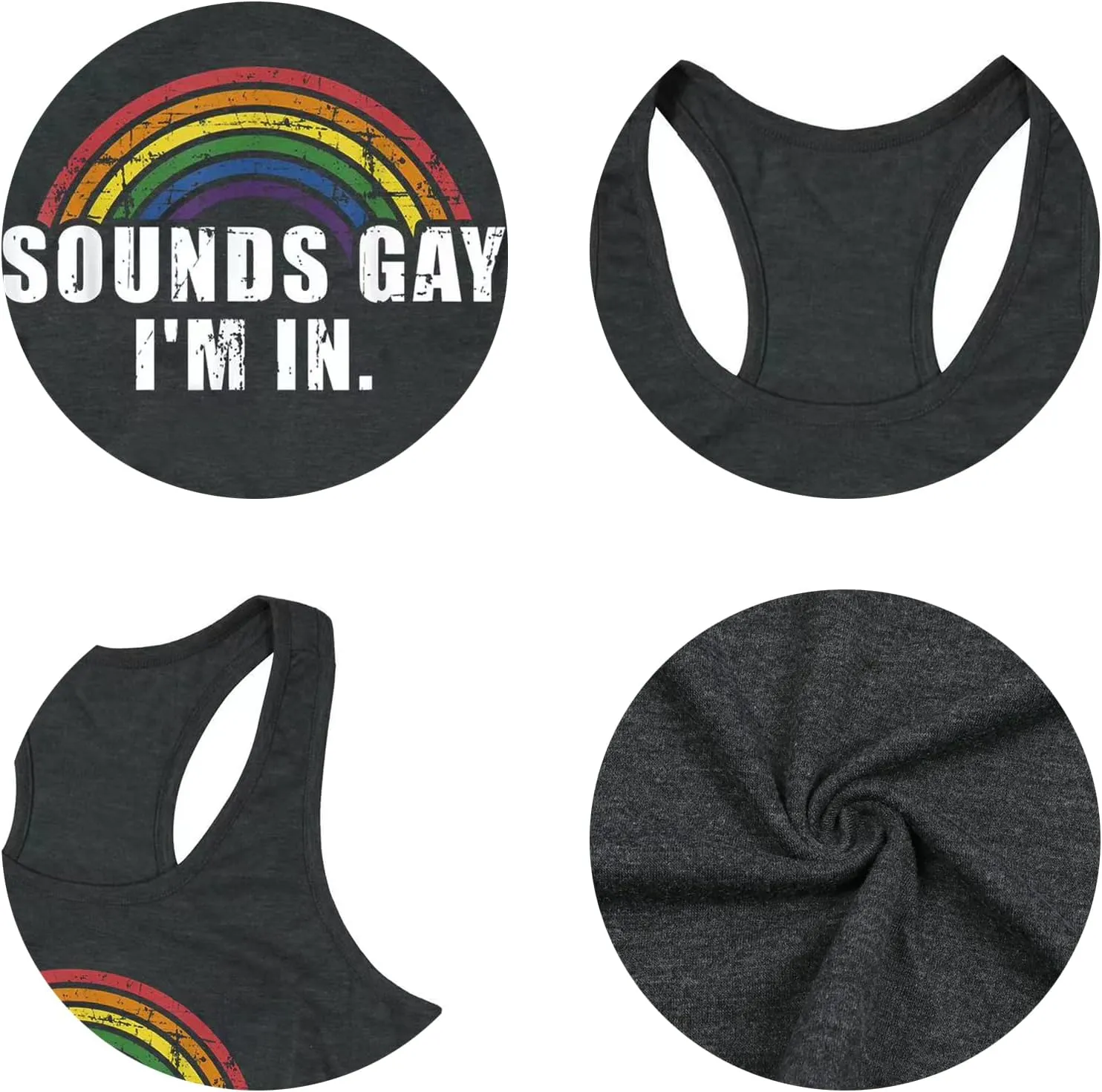 Gay Pride Tank Top Women Rainbow Sounds Gay Im in Tanks LGBT Equality Sleeveless Tee Tops