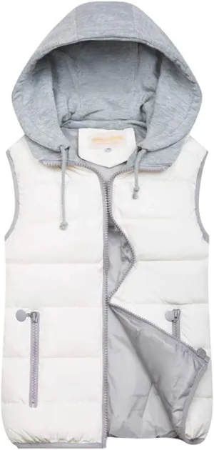 Gihuo Women's Puffer Vest Zip Up Quilted Padded Winter Sleeveless Hooded Vest Gilet Warm Jacket Outerwear Vest