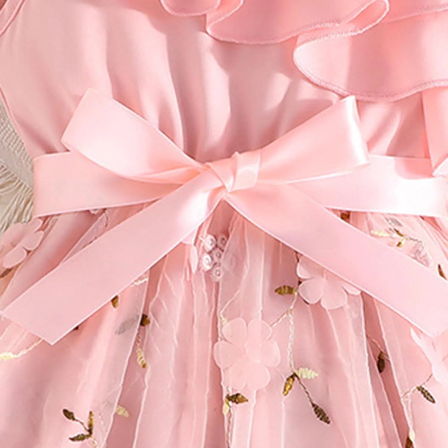 Girls Ruffle One Shoulder Summer Cute Floral Tulle Dress Kids Baby Toddler A-Line Mesh Party Dresses for 2-8 Years