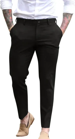 GOKKILRW Mens Slim Fit Dress Tapered Leg Pants Casual Business Office Work Pants Comfy Flat-Front Stretch Chino Golf Trousers