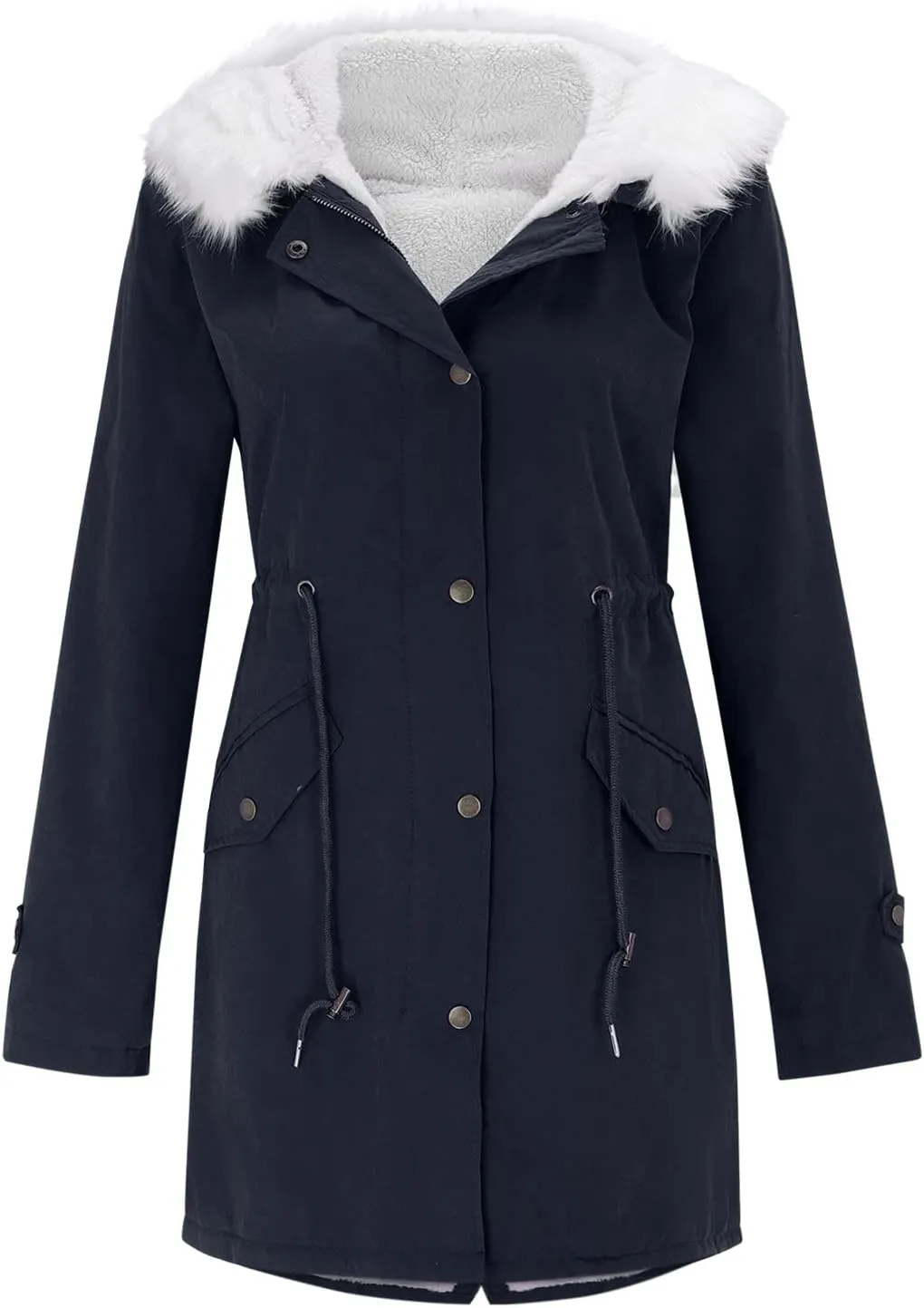 GOKKILRW Winter Coat for Women Thicken Warm Sherpa Fleece Lined Hooded Parkas Cotton Padded Coat Thermal Zip Up Puffer Jacket