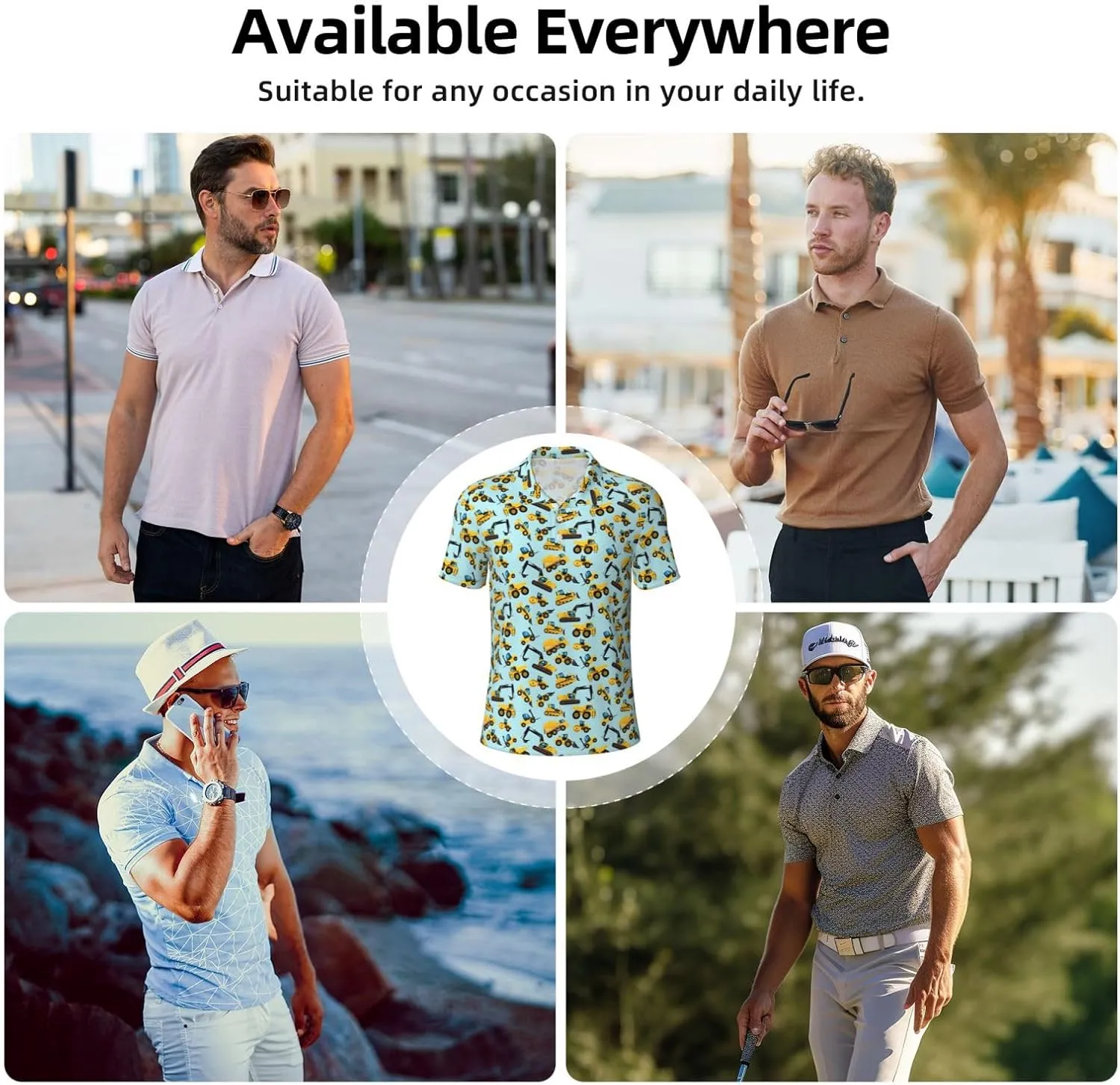Golf Polos for Men Quick-Dry Athletic Mens Polo Shirts Short Sleeve Summer Casual Moisture Wicking Golf Shirt