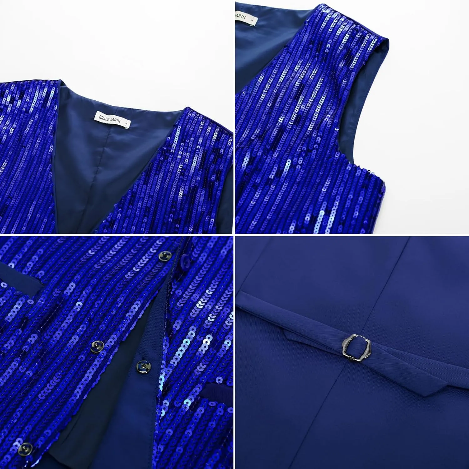 GRACE KARIN Mens Sequin Vest Slim Fit Shiny Dress Waistcoat Bowtie Set for Wedding Prom Party