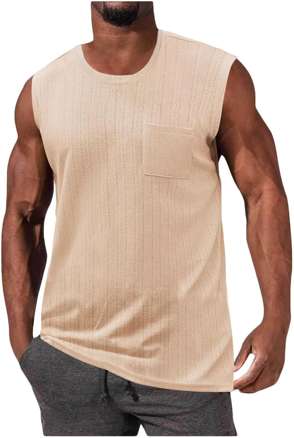 Gym Tan Tops for Men Knit Cotton Sleeveless T Shirt Summer Muscle Athletic Quick Dry Tank Top Casual Loose Shirt