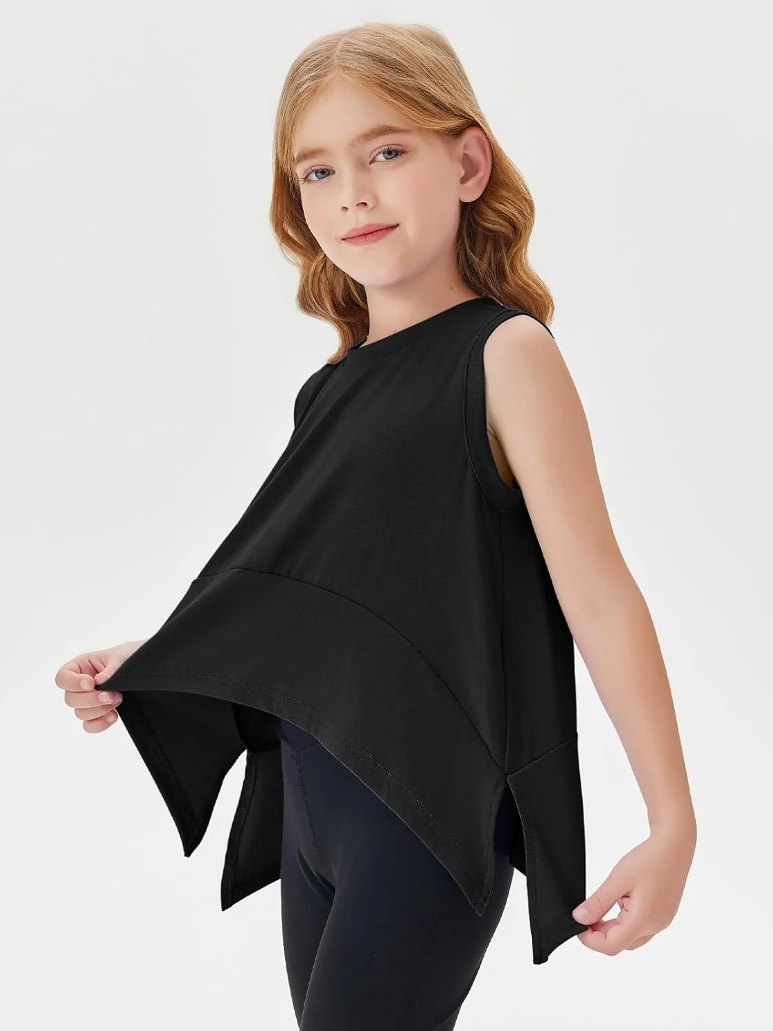 Haloumoning Girls Athletic Tank Top Kids Summer Cute Crop Tops Workout Yoga Sports Shirt 5-14 Years