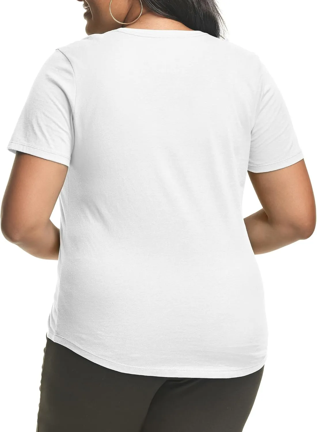 Hanes Women's Just Plus Size Cotton Jersey T-Shirt, Short Sleeve V-Neck Tee