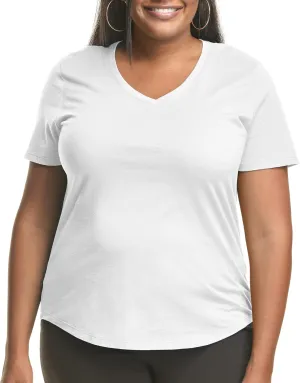 Hanes Women's Just Plus Size Cotton Jersey T-Shirt, Short Sleeve V-Neck Tee