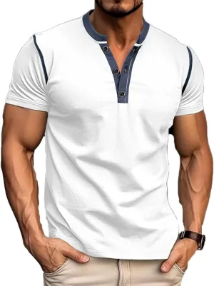 HARGLESMAN Men's Short Sleeve Athletic Henley Shirt