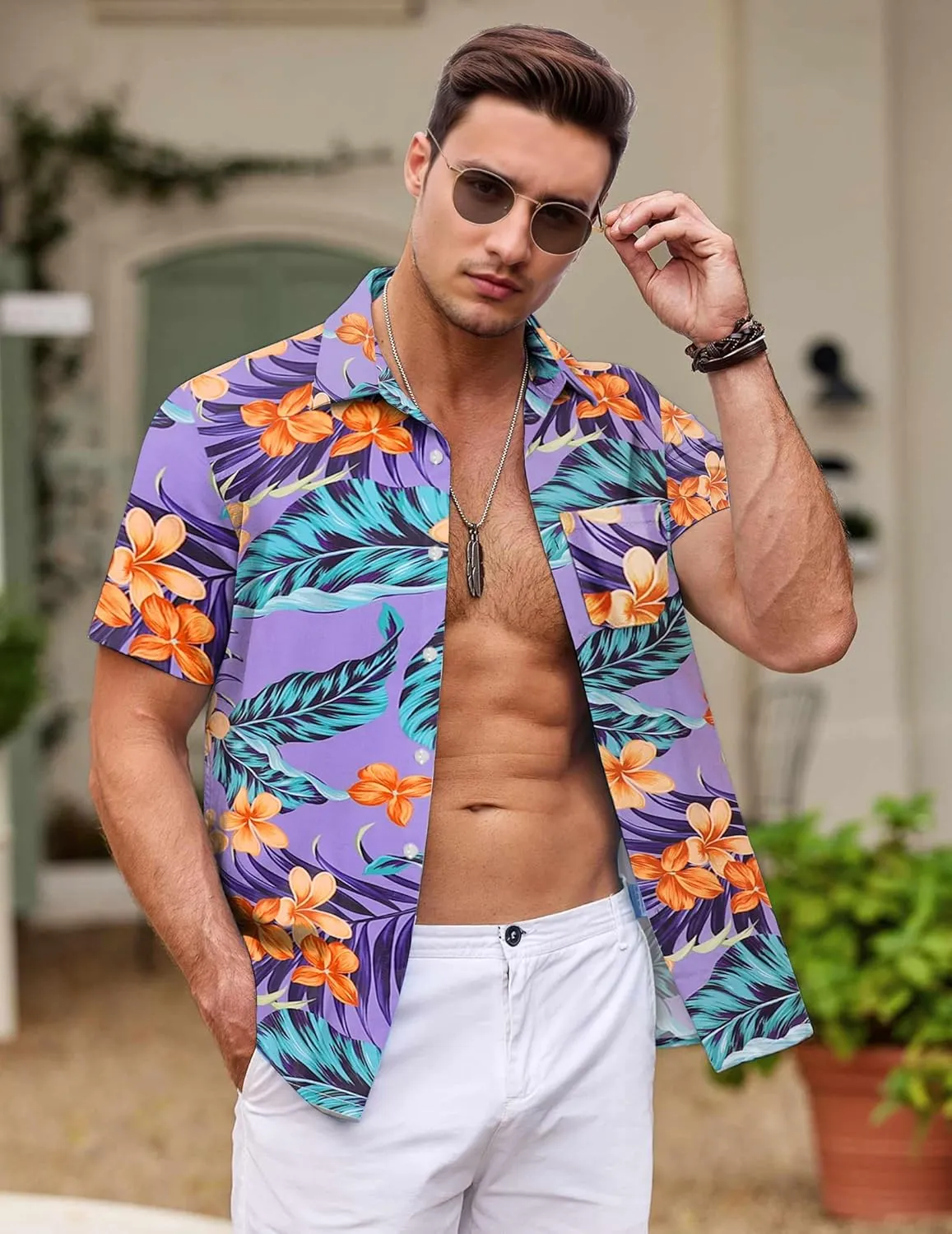 Hawaiian Shirt for Men with Pocket - Button Down Wrinkle-Resistant for Beach, Pool Parties (S-4XL)
