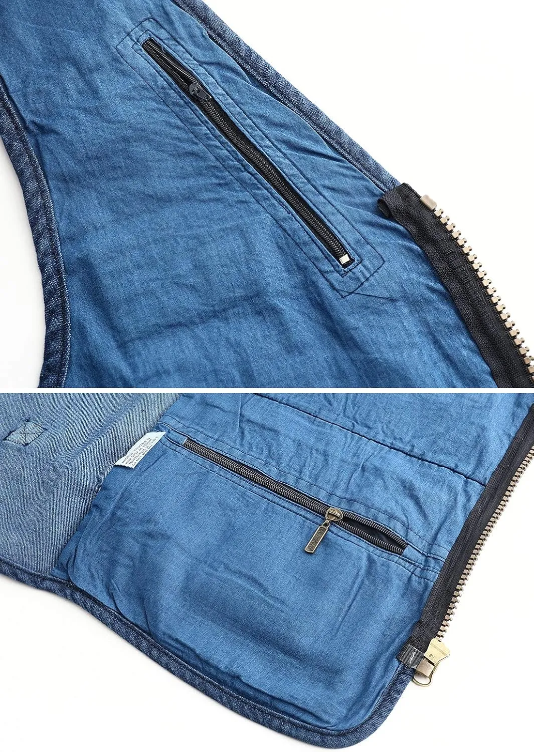 Hbufnha Men's Denim Vest Outdoor Casual Multi Pocket Sleeveless Jacket Jean Work Travel Utility Vest