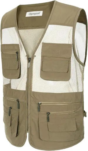 Hbufnha Mens Mesh Lightweight Vest Outdoor Work Fishing Hunting Extra Pockets Vest
