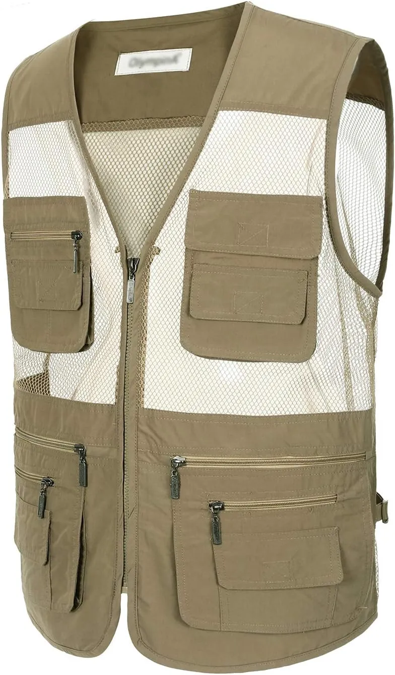 Hbufnha Mens Mesh Lightweight Vest Outdoor Work Fishing Hunting Extra Pockets Vest