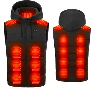 Heated Vest for Men Women with Detachable Hood, 17 Heated Zones 3 Heating Levels
