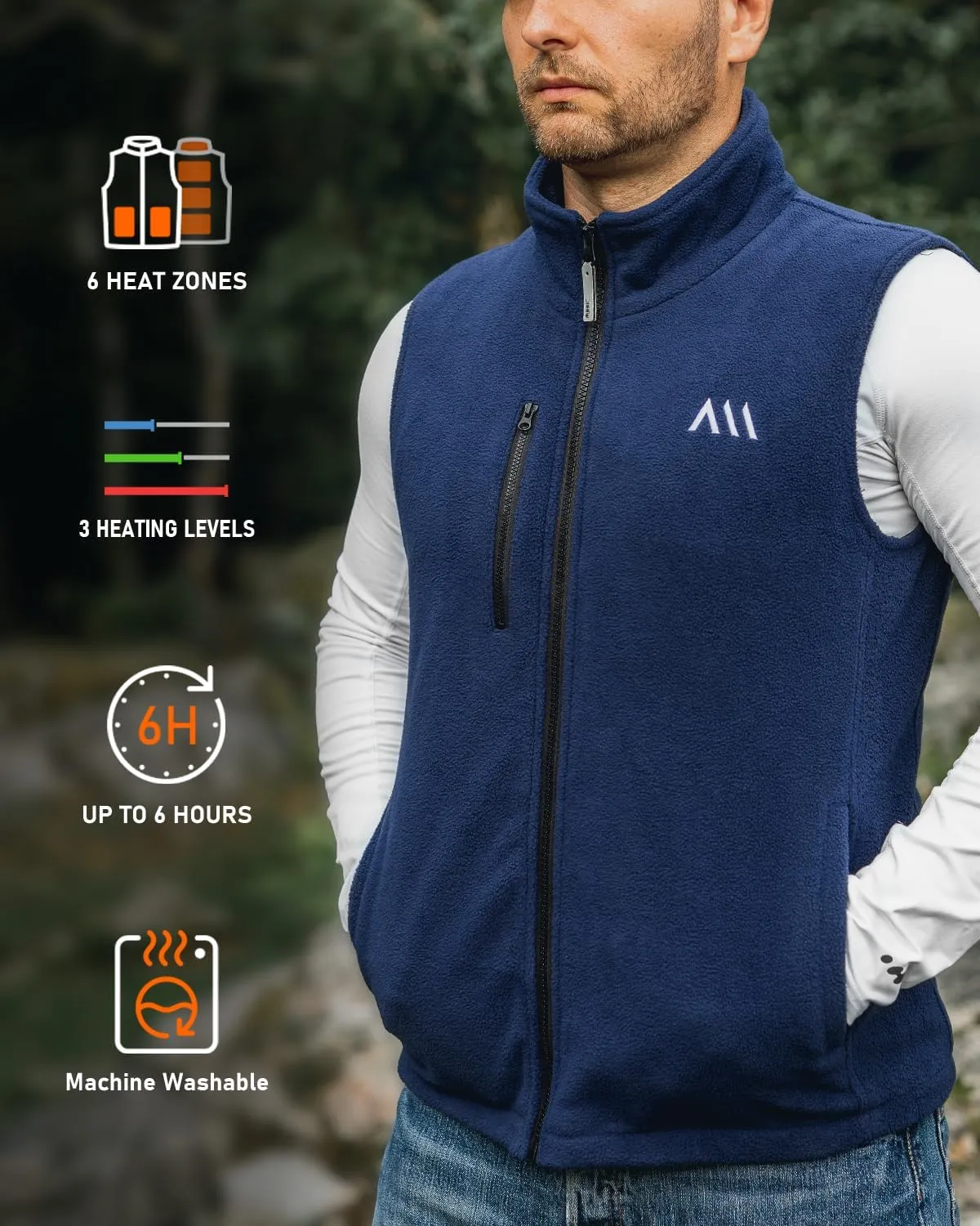Heated Vest with Battery Pack, Warming Fleece Electric Vest for Men, Mens Heated Vests Rechargeable