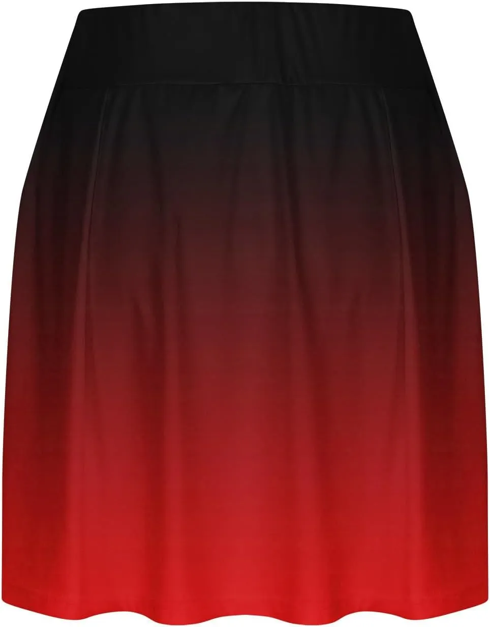 HGps8w Women's Tennis Skirt with Built-in Shorts Stretchy High Waisted Gradient Flowy Athletic Running Golf Skorts Skirts