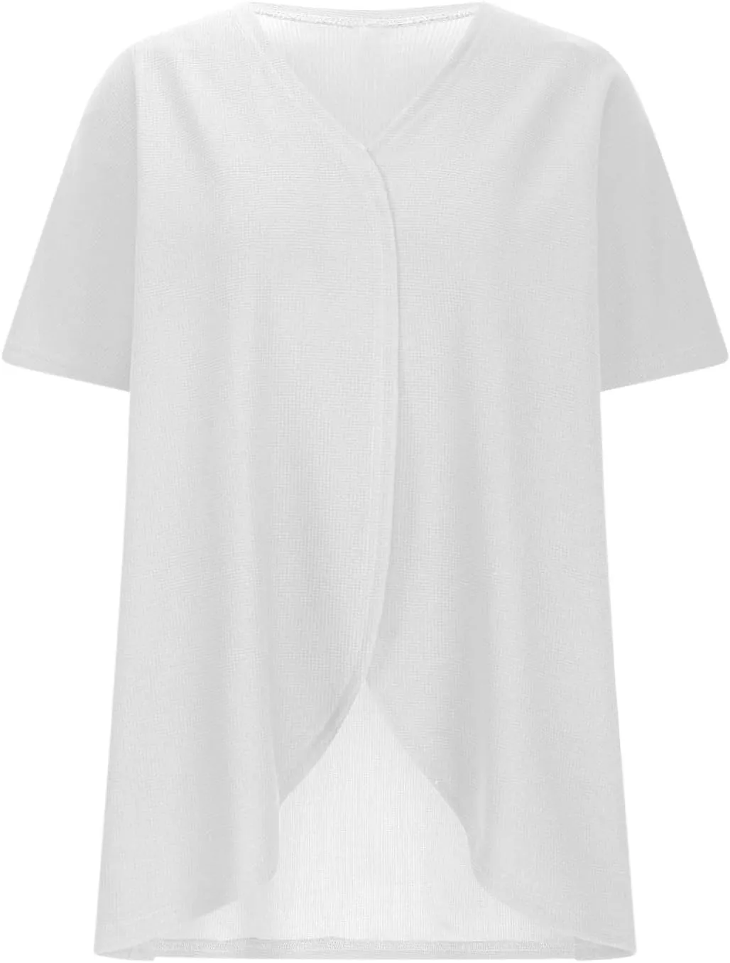 HGps8w Women's Waffle Cardigan Open Front Plus Size Summer Sun Shirts Loose Solid Short Sleeve Going Out Jacket Tops
