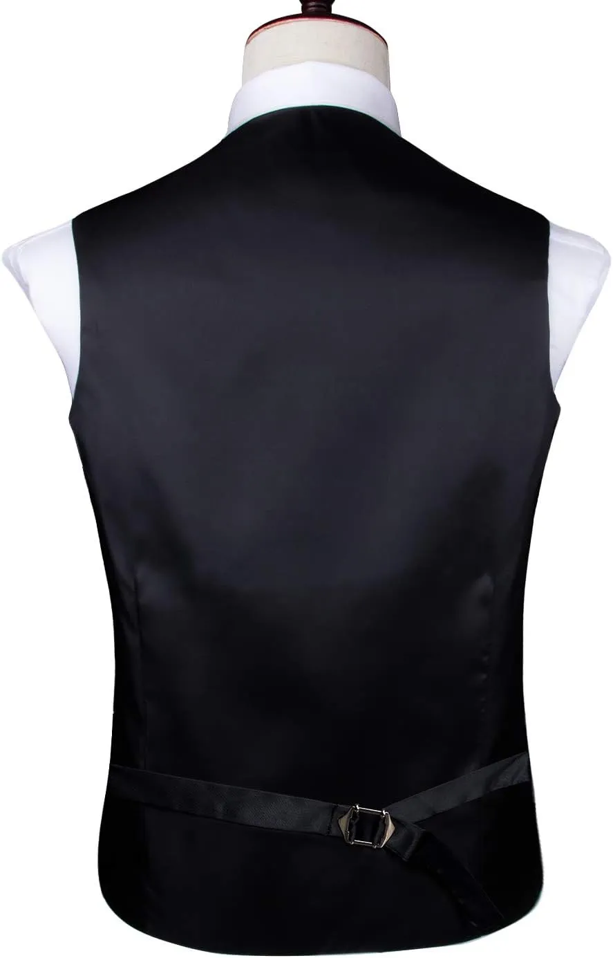 Hi-Tie Silk Mens Suit Vest and Tie Set Paisley Floral Jacquard Formal Dress Waistcoat For Tuxedo Wedding Party Business