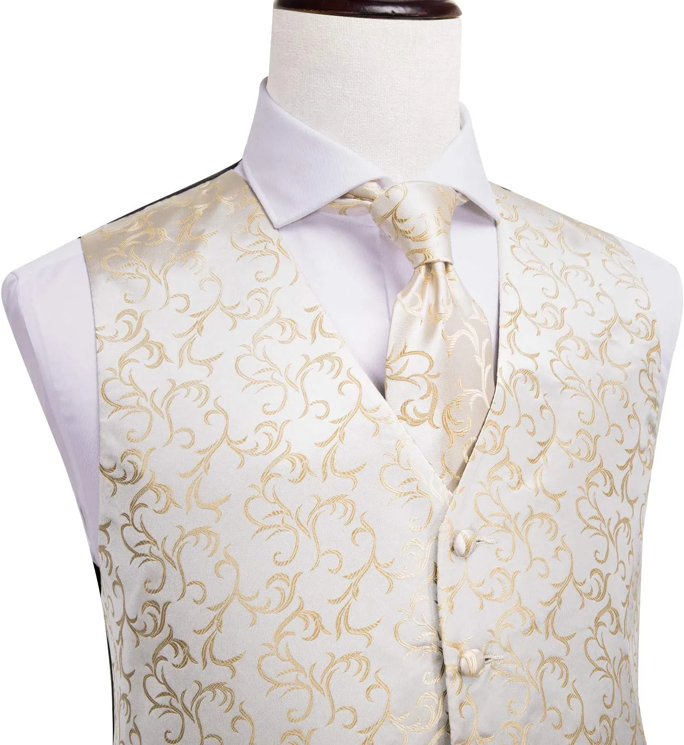 Hi-Tie Silk Mens Suit Vest and Tie Set Paisley Floral Jacquard Formal Dress Waistcoat For Tuxedo Wedding Party Business