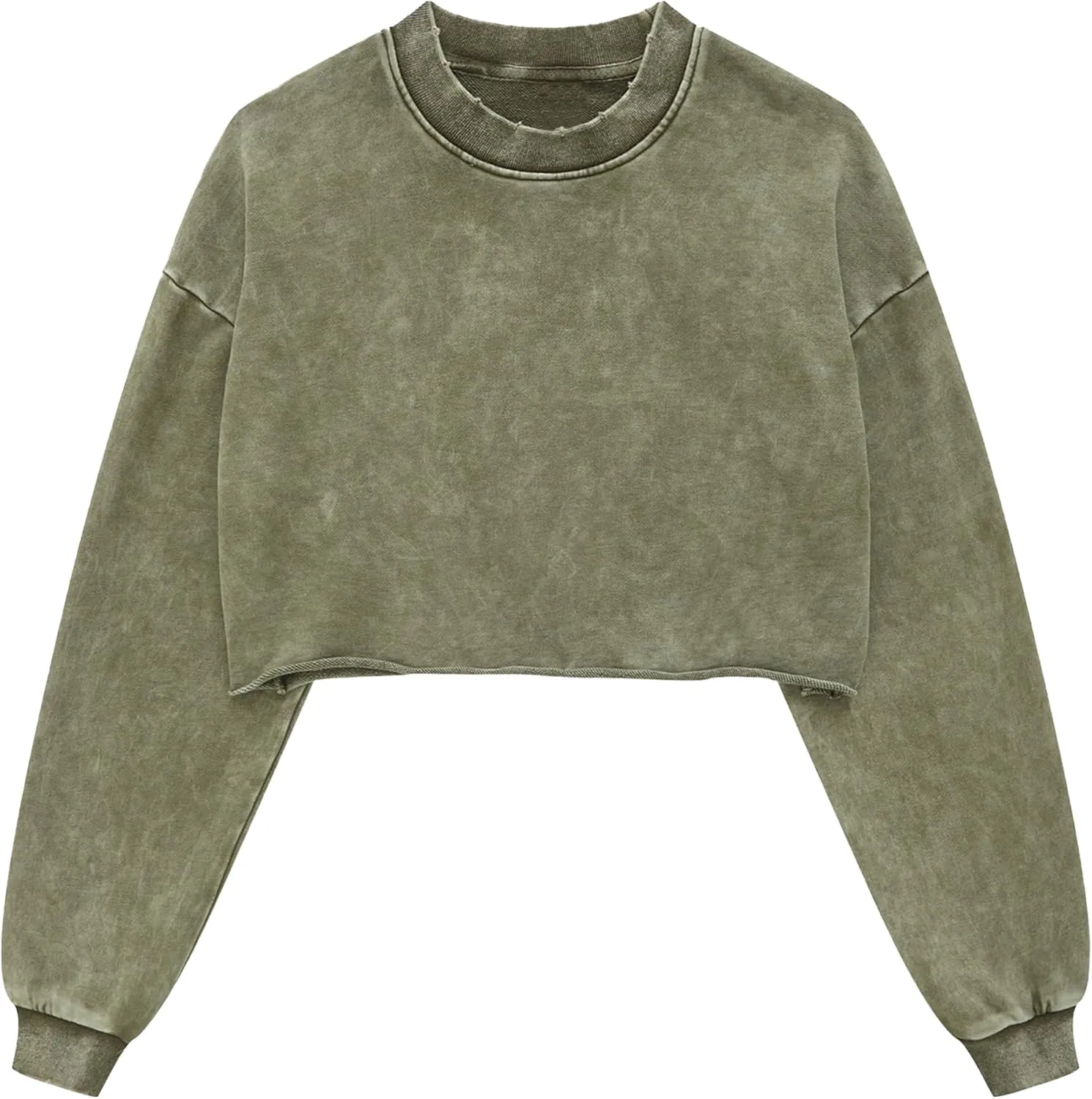 Hixiaohe Womens Cropped Sweatshirts Vintage Long Sleeve Pullover Tops Acid Wash Sweatshirt Hoodies for Women Workout Crop Top
