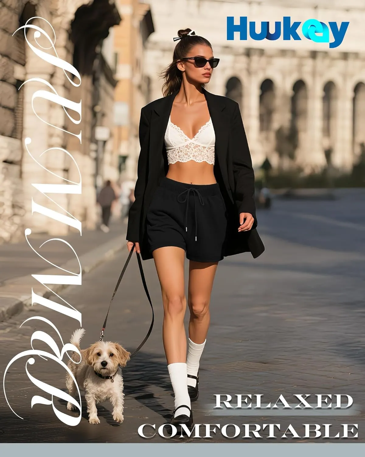 Huukeay 3 Pack Women's Sweat Shorts Comfy Casual Lounge Drawstring High Waisted Summer Athletic Shorts with Pockets