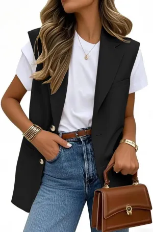 IDEALSANXUN Womens Vests Fashion Casual Sleeveless Blazer Dressy Vest Tops