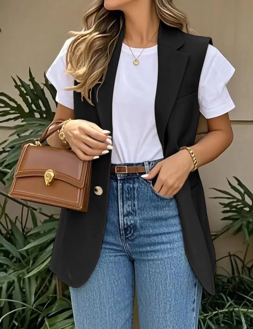 IDEALSANXUN Womens Vests Fashion Casual Sleeveless Blazer Dressy Vest Tops