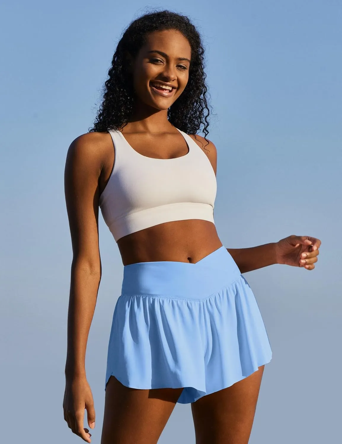 IUGA Athletic Shorts for Women High Waisted Workout Running Shorts Crossover Flowy Butterfly Preppy Clothes Skorts for Woman