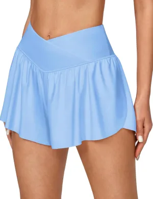 IUGA Athletic Shorts for Women High Waisted Workout Running Shorts Crossover Flowy Butterfly Preppy Clothes Skorts for Woman