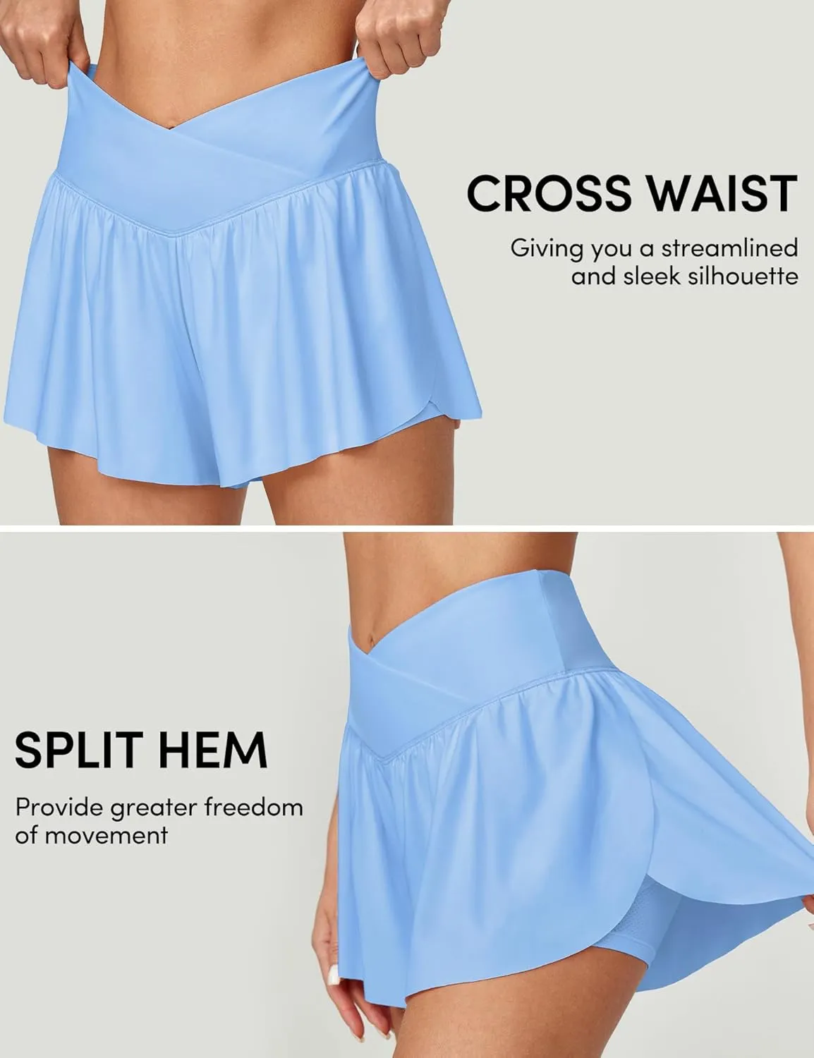 IUGA Athletic Shorts for Women High Waisted Workout Running Shorts Crossover Flowy Butterfly Preppy Clothes Skorts for Woman