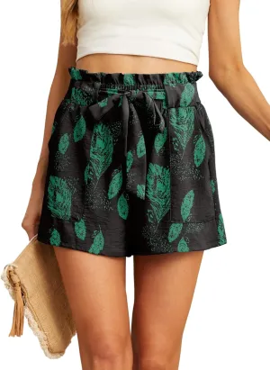 IWOLLENCE Womens Shorts with Pockets Summer Casual Shorts for Women Waist Casual Lightweight Adjustable Tie Knot Loose