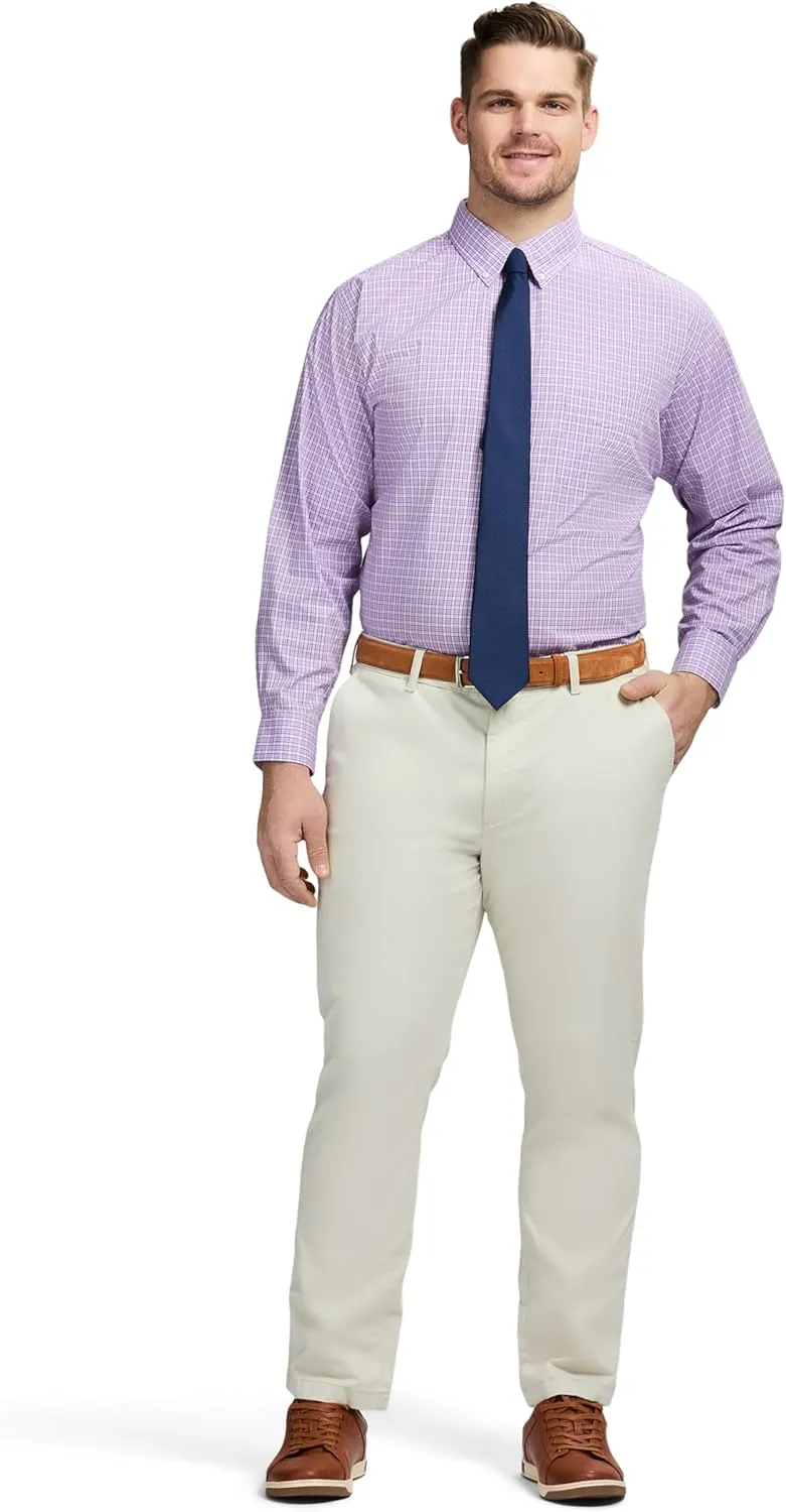 IZOD Men's Big and Tall Dress Shirt Long Sleeve Wrinkle Free Stretch Button Down Collar